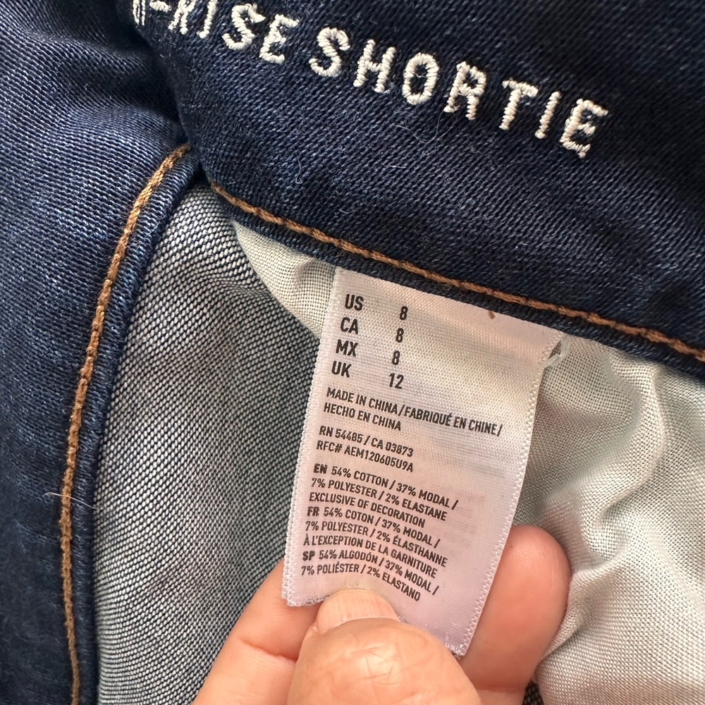 American Eagle Outfitters Navy High-Rise Cutoff Denim Shorts - Picture 10 of 11